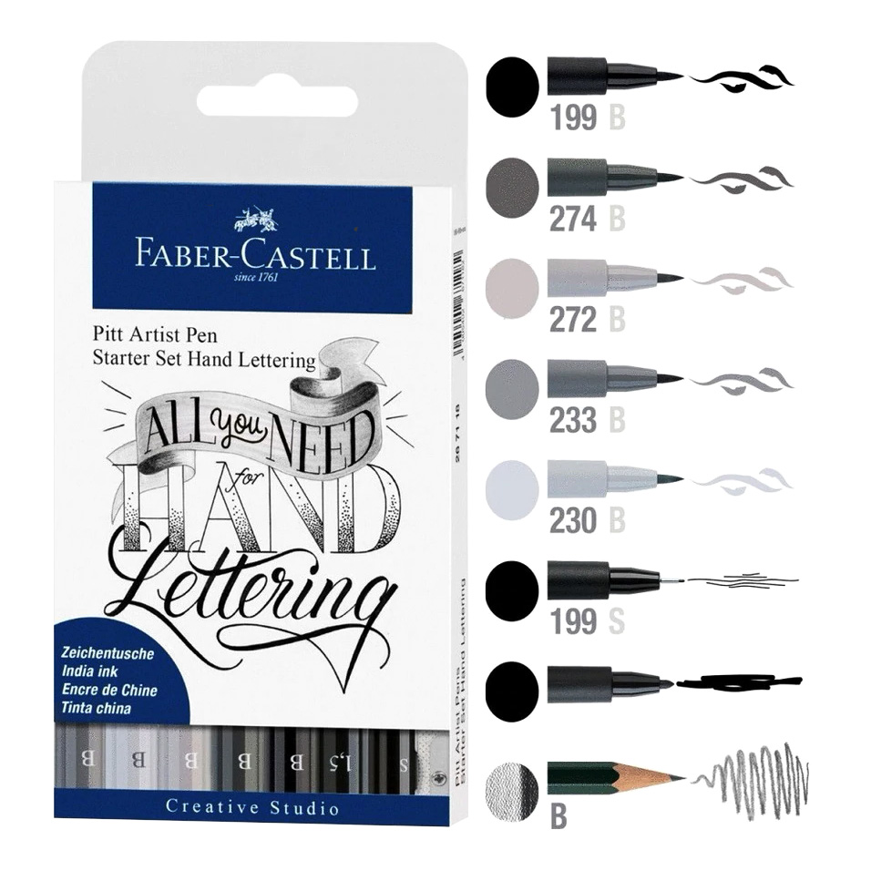 PITT Artist Starter Set Hand Lettering 8-pack i gruppen Skapande & Hobby / Kalligrafi / Letteringset hos Pen Store (112444)