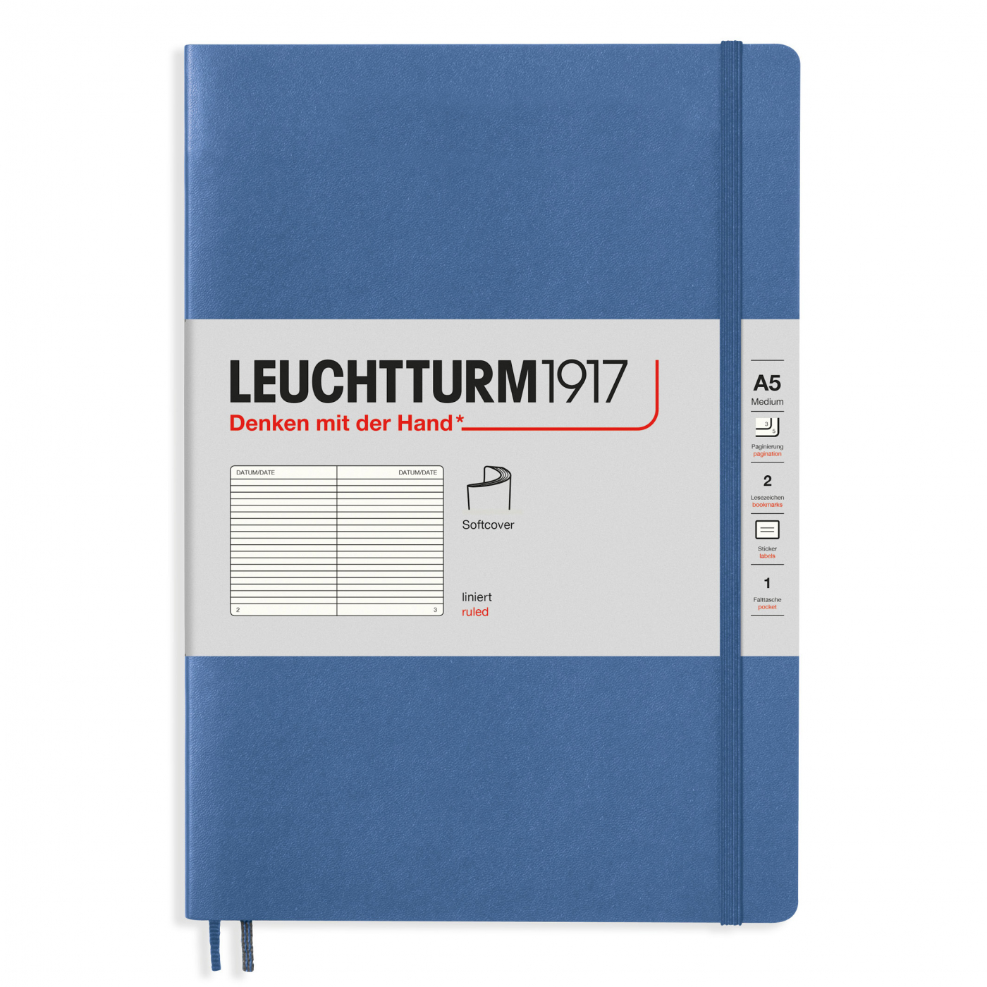 Notebook A5 Softcover Denim i gruppen Papper & Block / Skriva och anteckna / Anteckningsböcker hos Pen Store (112526_r)