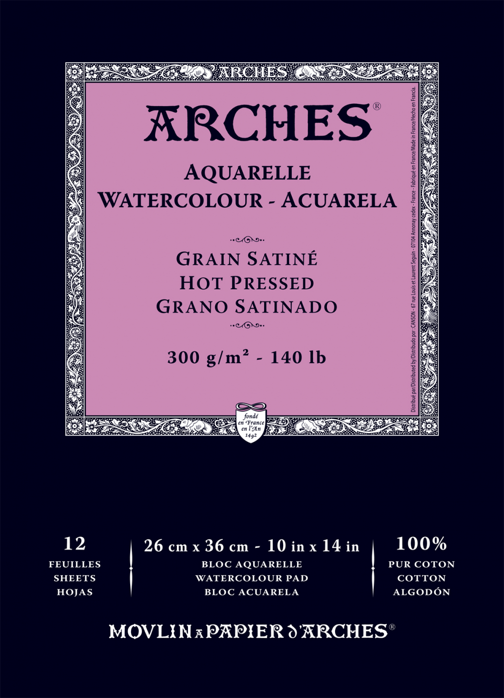 Arches Akvarellblock HP 300gx36cm 12 ark