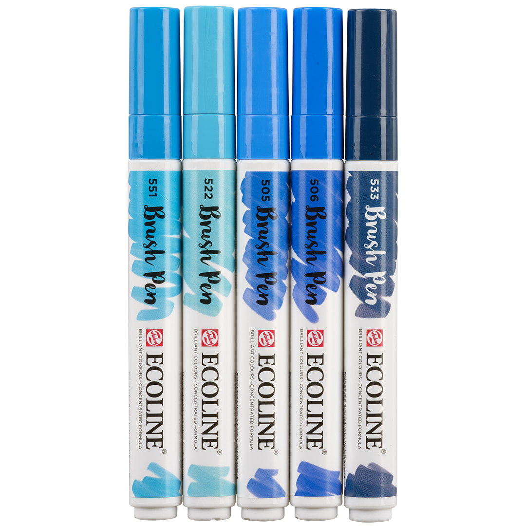 Ecoline Brush Pen Blue 5-pack