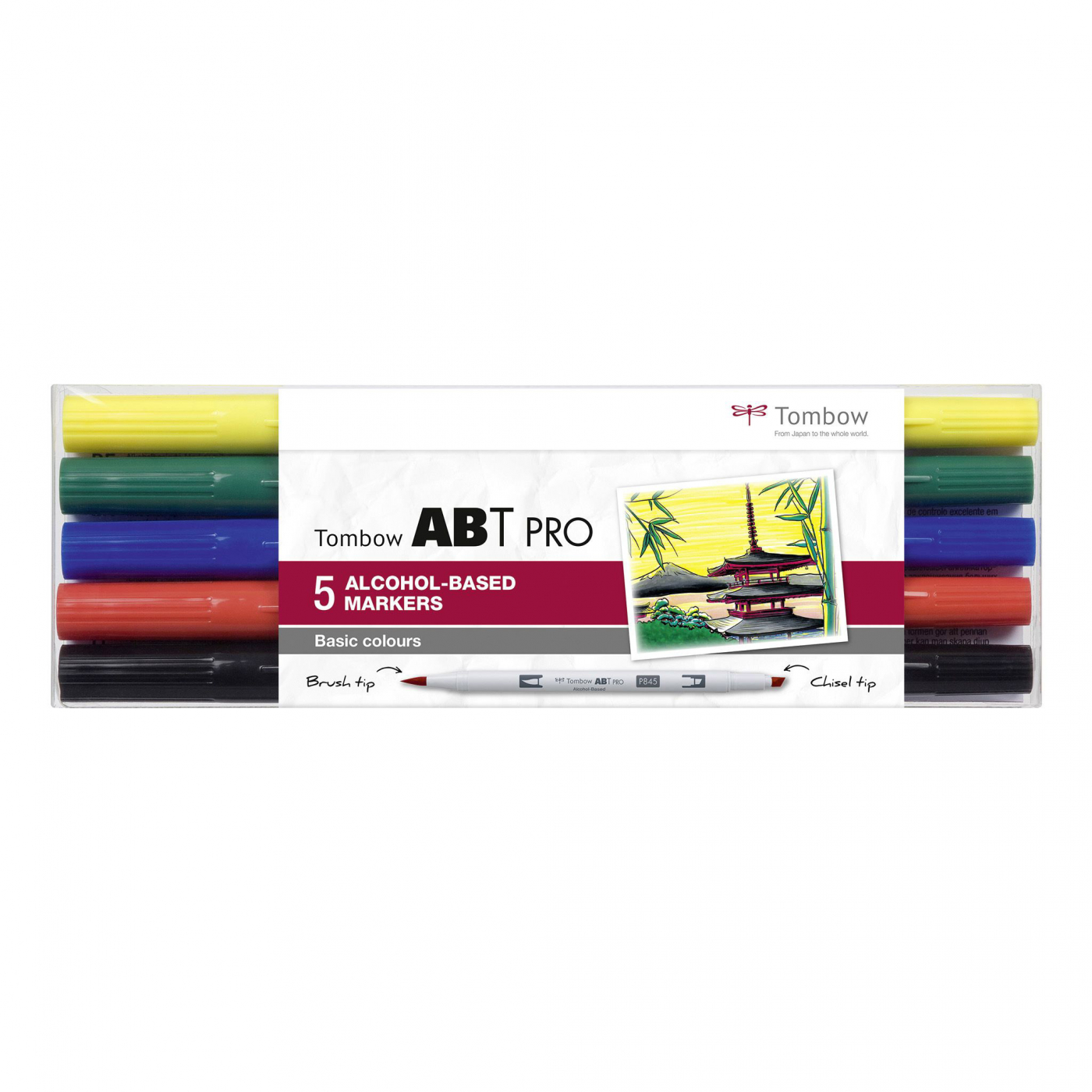 ABT PRO Dual Brush Pen 5-set Basic i gruppen Pennor / Konstnärspennor / Illustrationsmarkers hos Pen Store (125264)