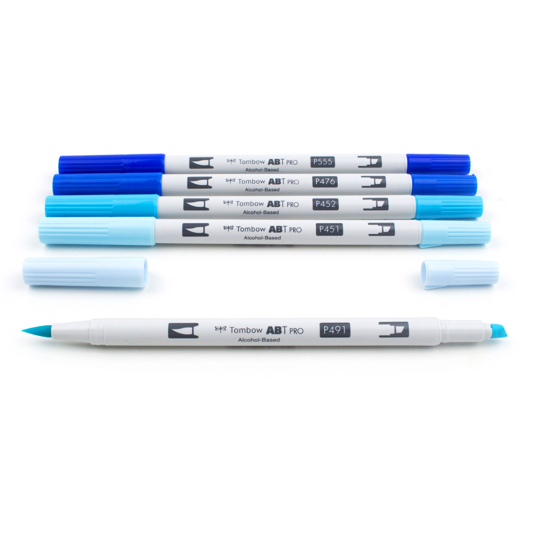ABT PRO Dual Brush Pen 5-set Blue Colors i gruppen Pennor / Konstnärspennor / Illustrationsmarkers hos Pen Store (125265)
