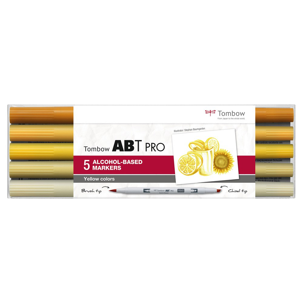 ABT PRO Dual Brush Pen 5-set Yellow Colors i gruppen Pennor / Konstnärspennor / Illustrationsmarkers hos Pen Store (125268)