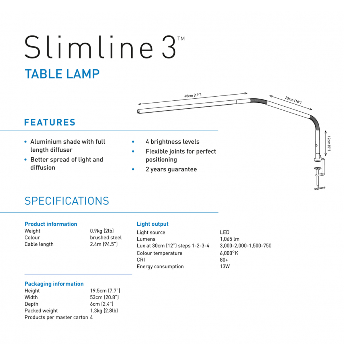 Slimline 3 LED Table Lamp i gruppen Skapande & Hobby / Hobbytillbehör / Belysning hos Voorcrea (125410)
