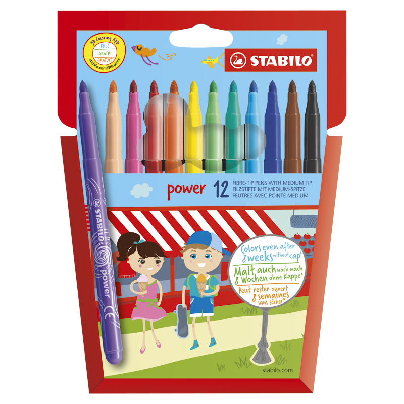 Stabilo Power Fiberpenna 12-pack