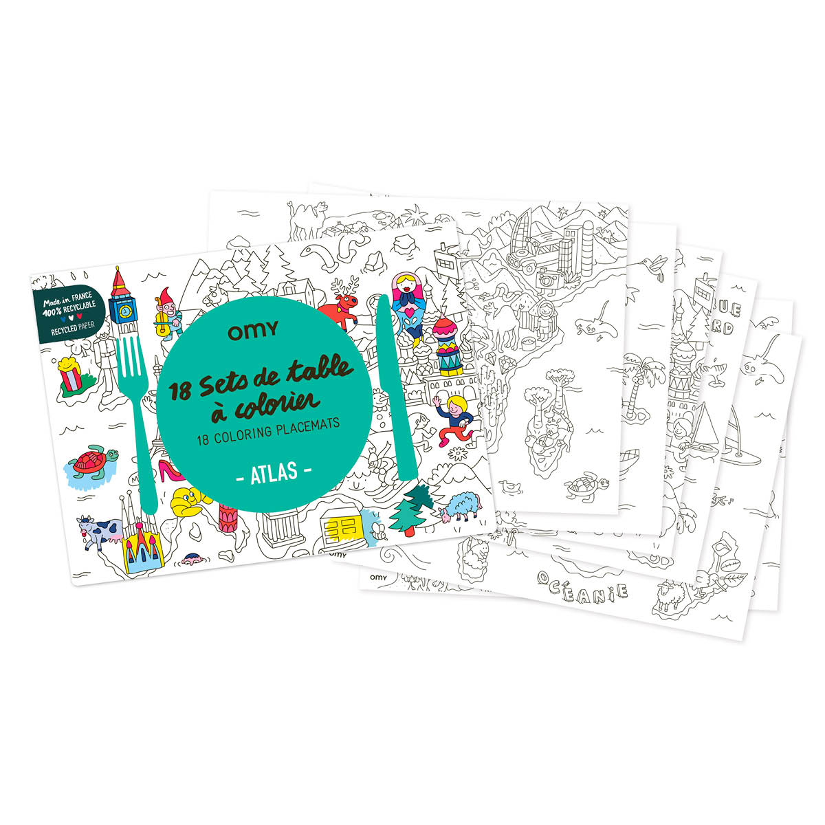 Coloring Placemats Atlas i gruppen Kids / Barnpyssel och kreativitet / Målar- och pysselböcker hos Pen Store (125522)