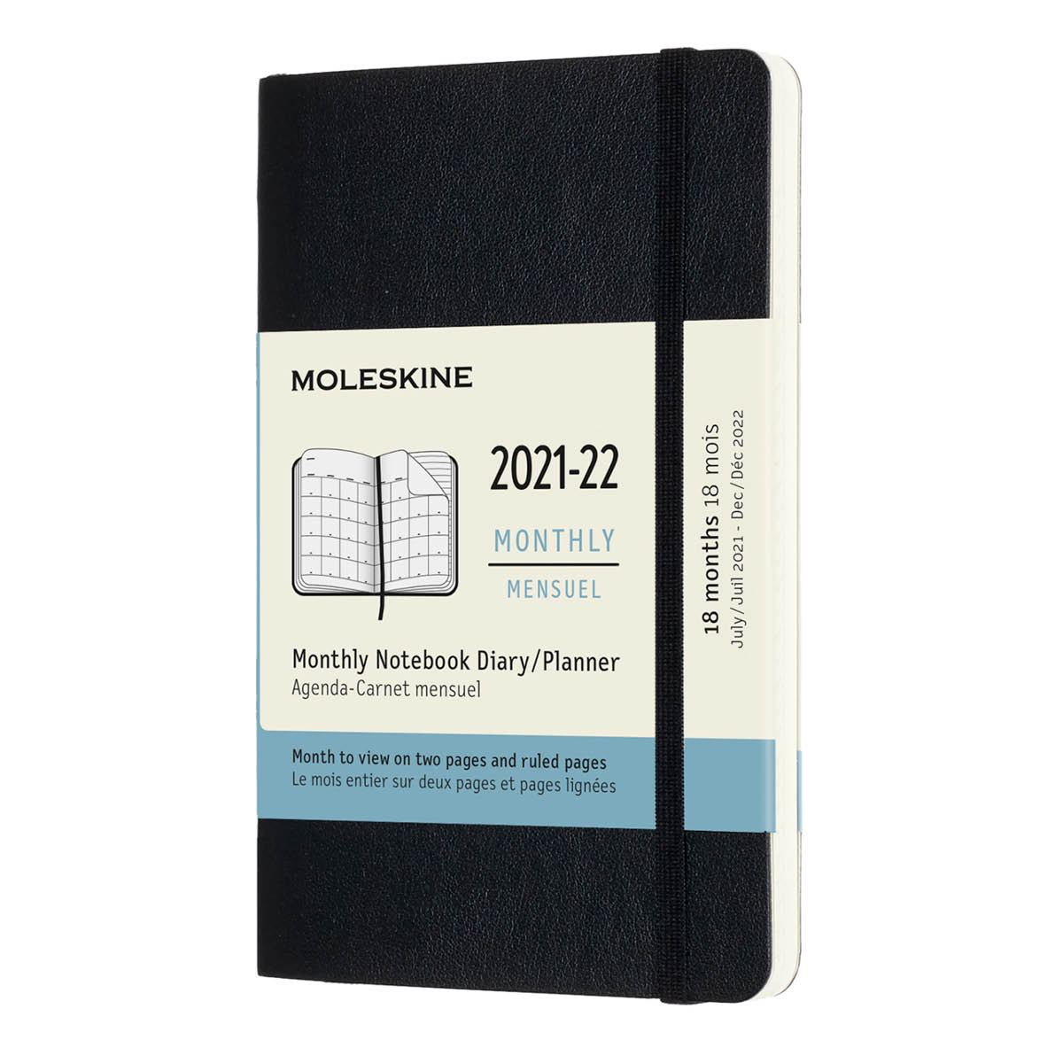 Kalender 18M Soft Cover Monthly Notebook Pocket Black i gruppen Papper & Block / Kalendrar och almanackor / 18-månaderskalendrar hos Pen Store (125559)