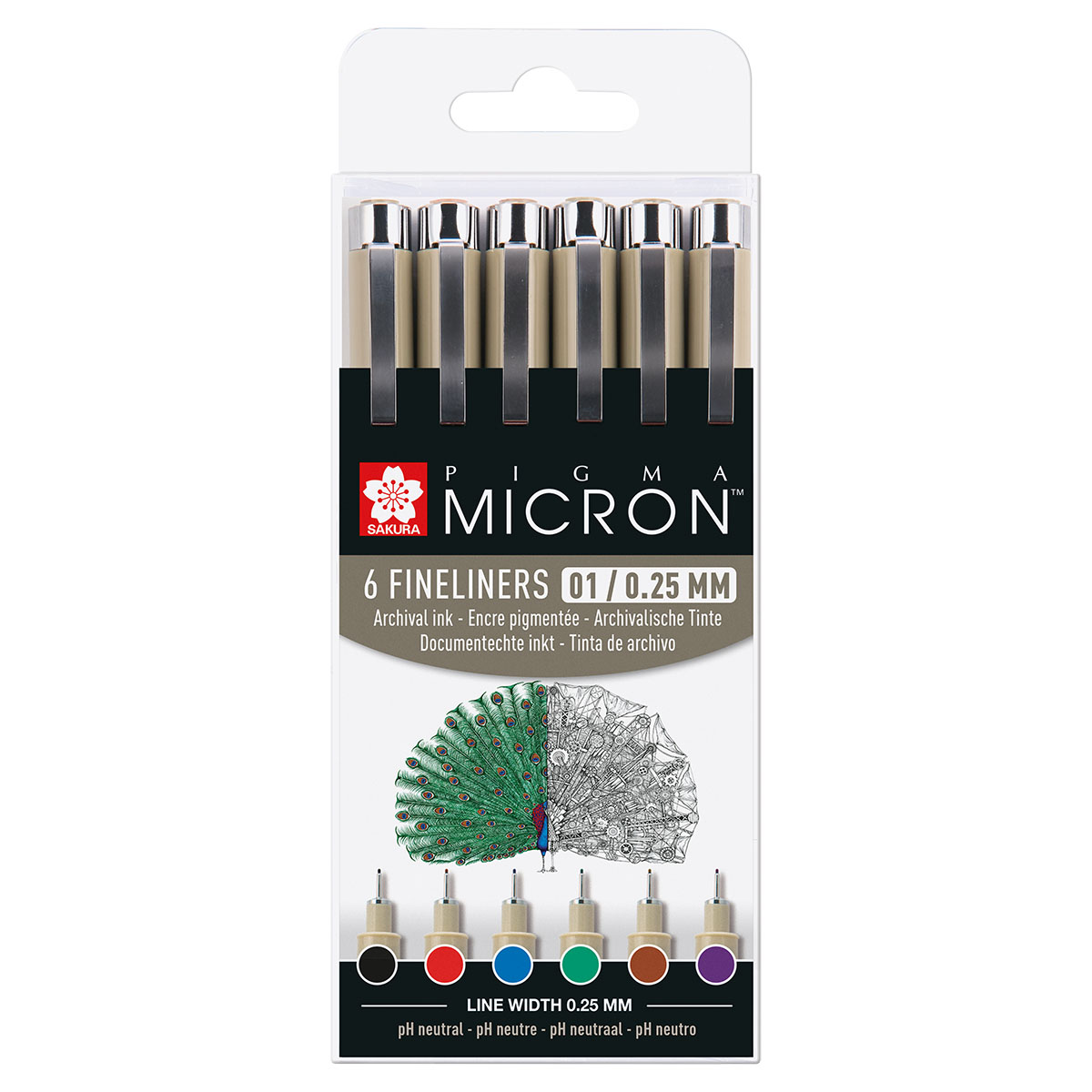Sakura Pigma Micron Fineliner 6-set 01 Basic Colours