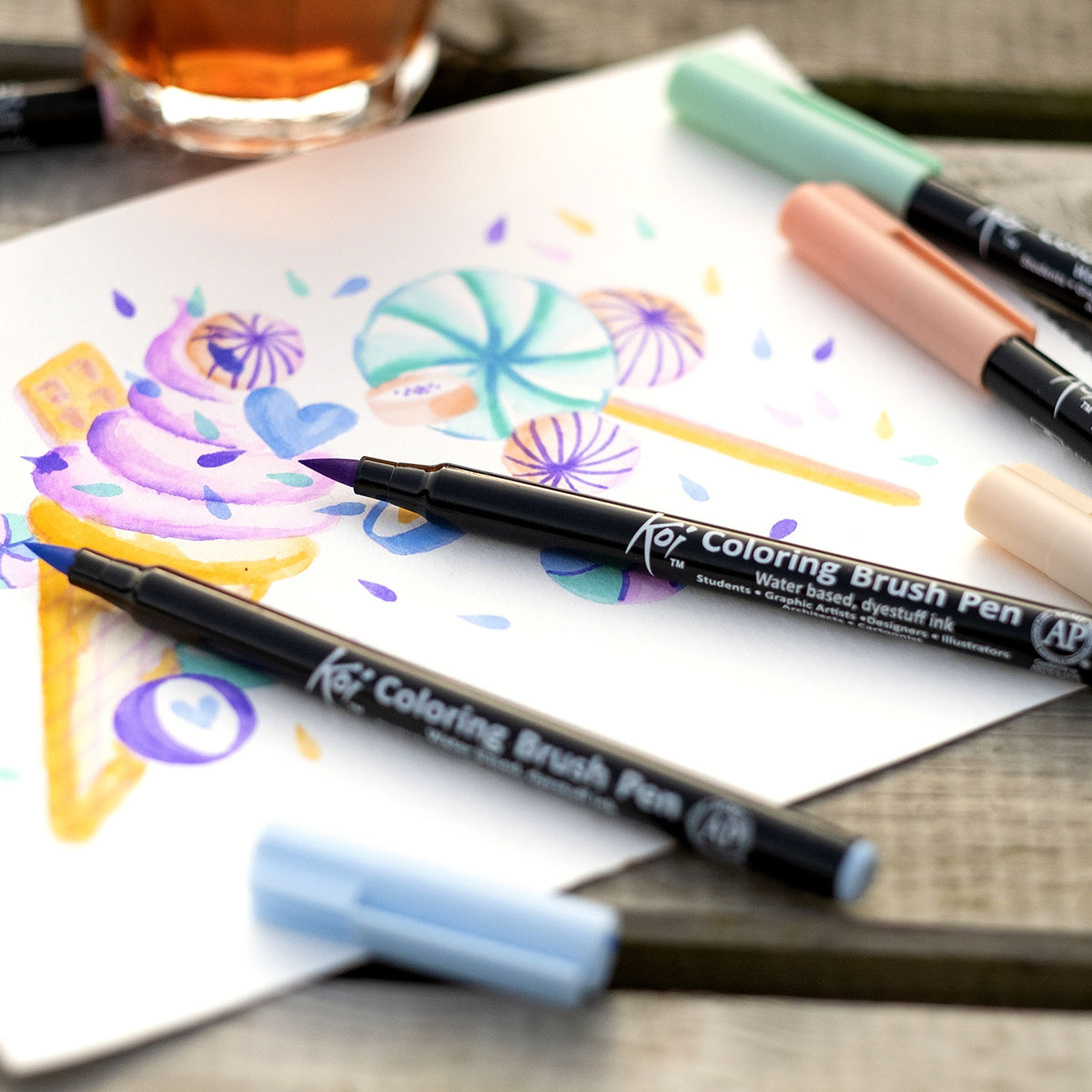 Koi Coloring Brush Pen 6-set Sweets i gruppen Pennor / Skriva / Fineliners hos Pen Store (125584)