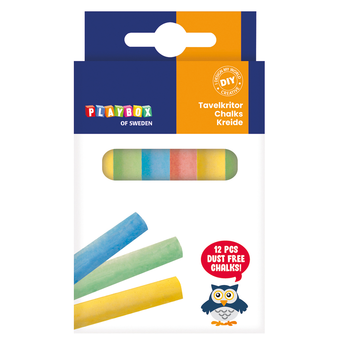 Playbox Färgade tavelkritor 12-pack