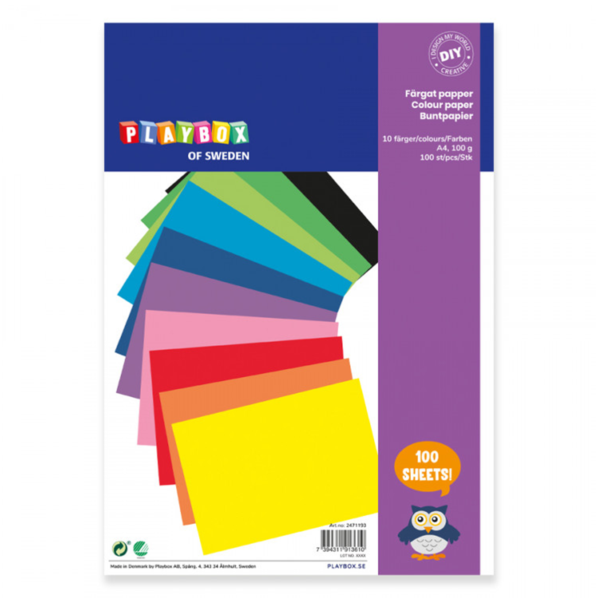 Playbox Färgat Papper A4 100 Ark