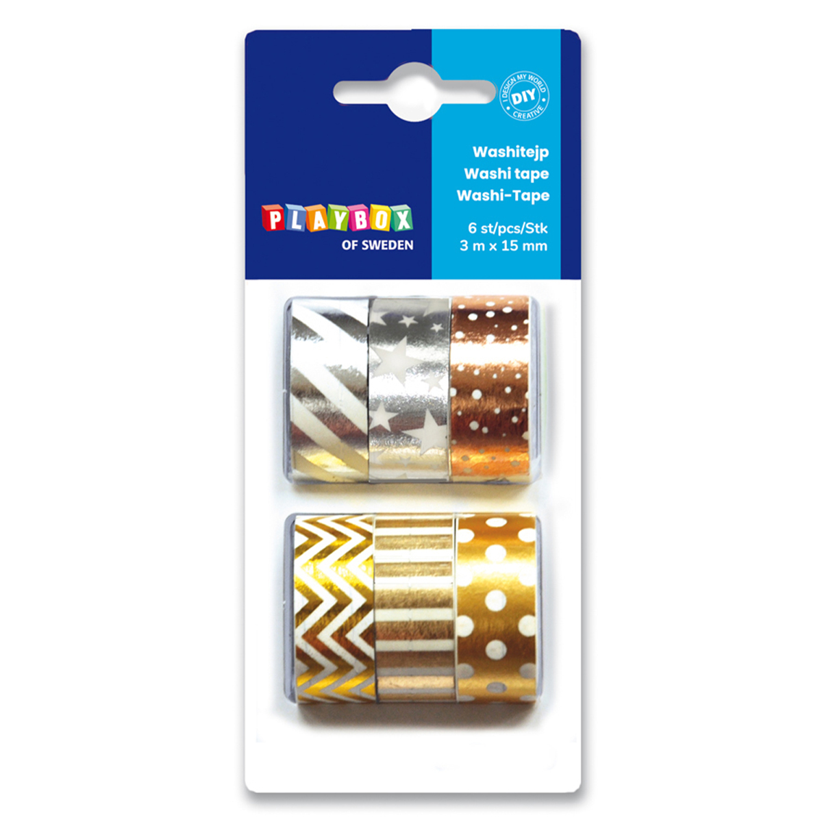 Playbox Washitejp Metallfärg 6-pack