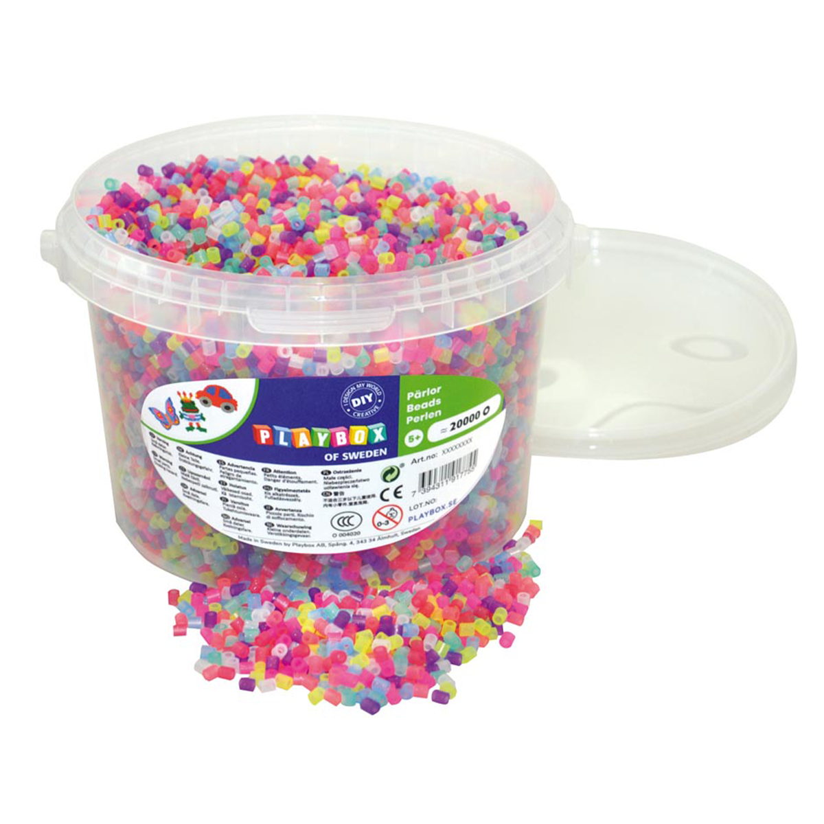 Playbox Rörpärlor Glittermix 20 i Hink