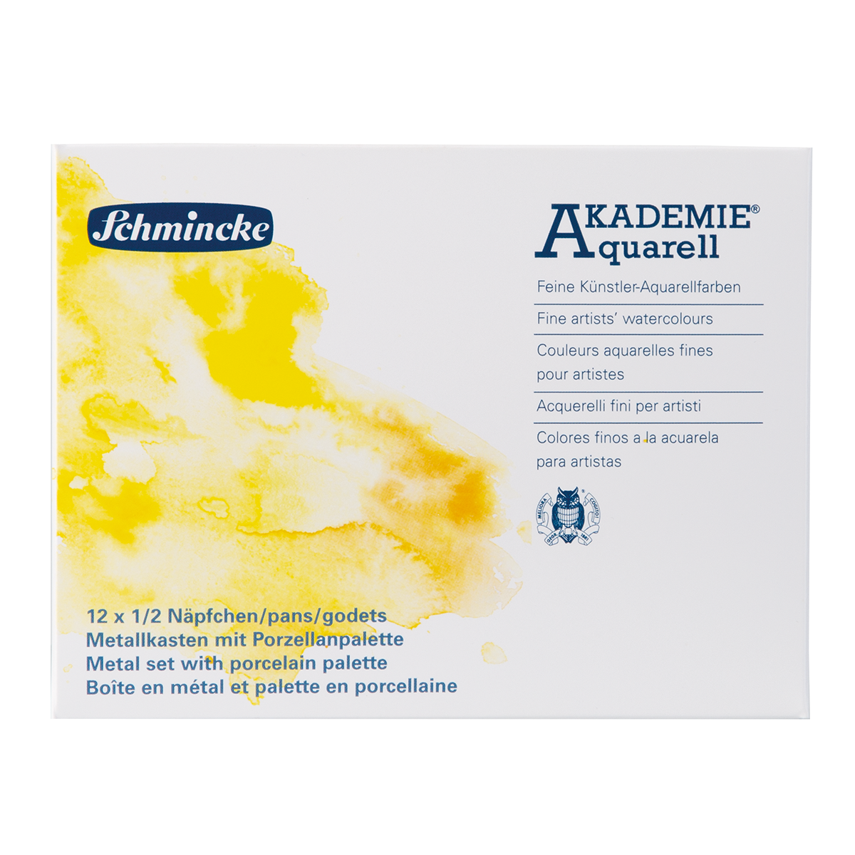 Akademie Aquarell Metal 12-set + porslinspalett i gruppen Konstnärsmaterial / Färger / Akvarellfärg hos Pen Store (126981)