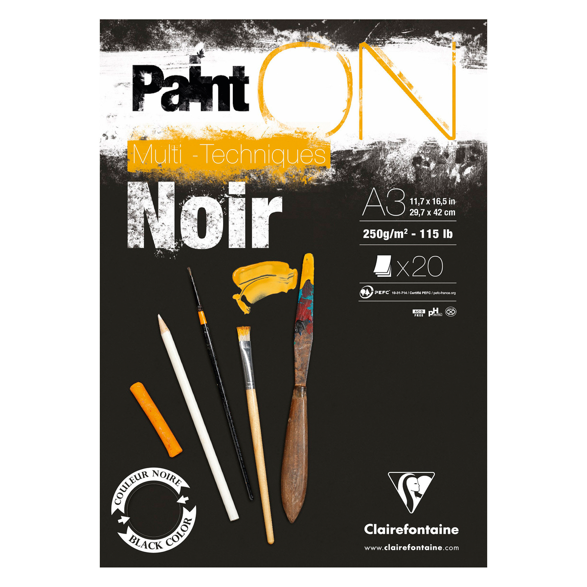 Clairefontaine Paint'ON Konstnärsblock Noir