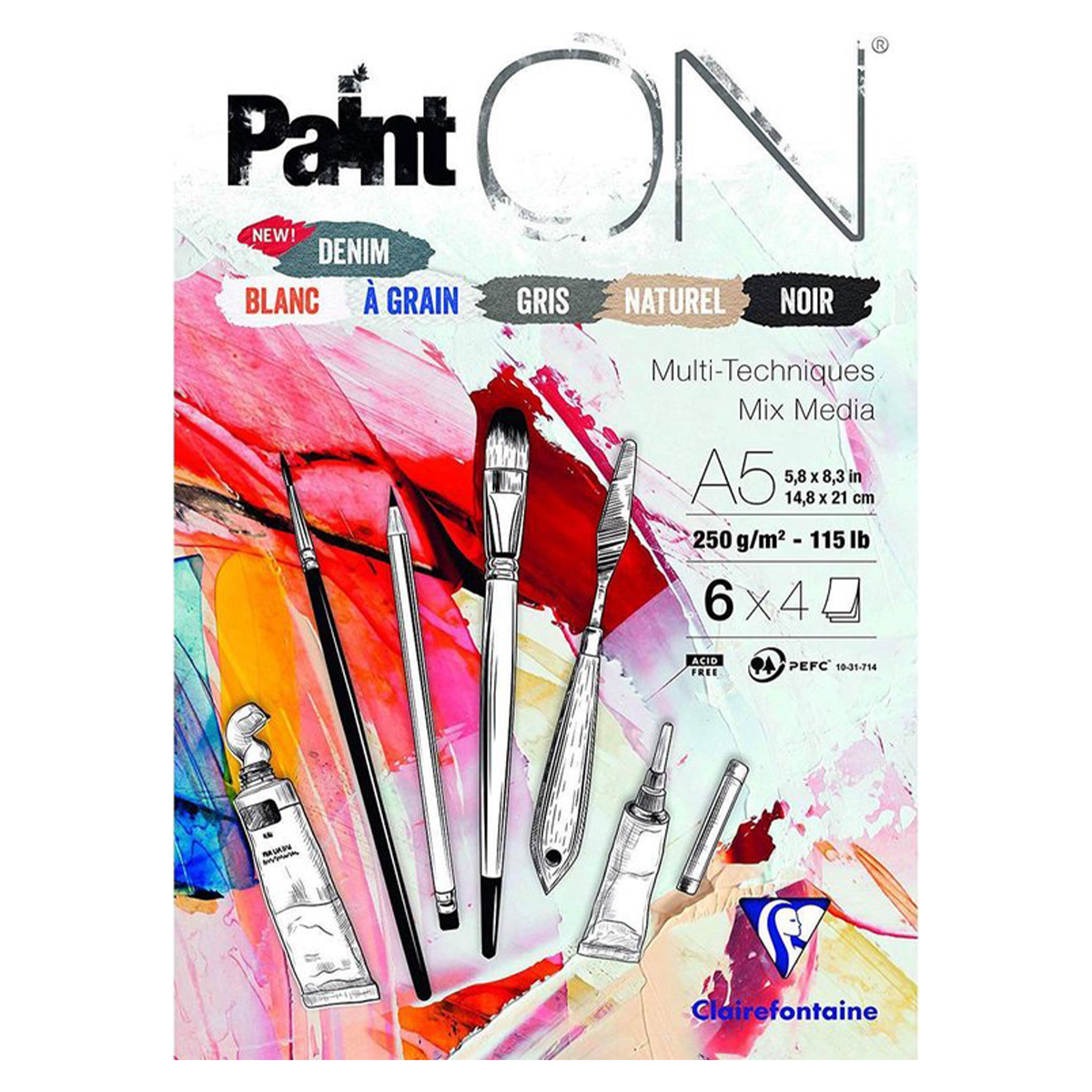 Clairefontaine Paint'ON Konstnärsblock Assorted A5