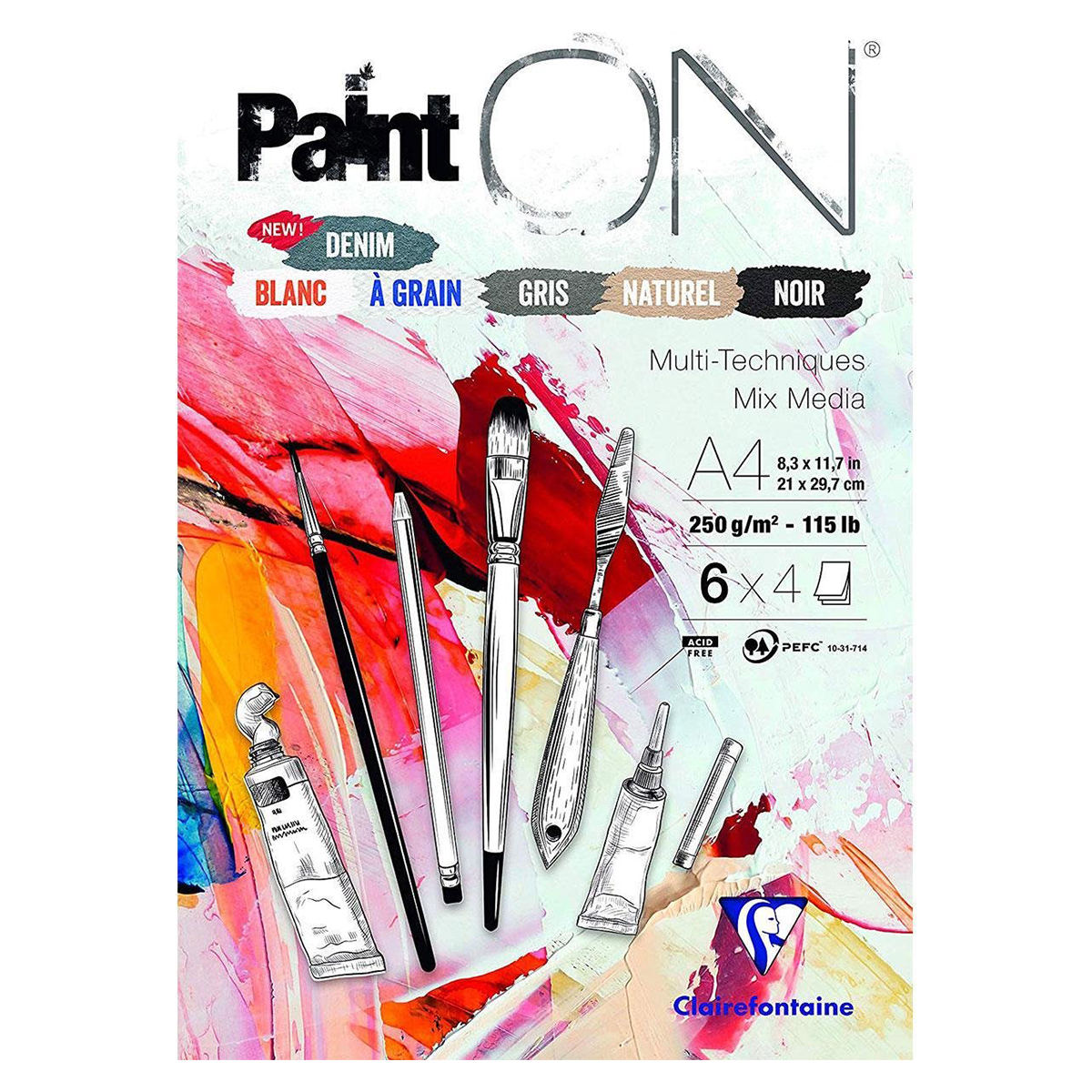 Clairefontaine Paint'ON Konstnärsblock Assorted A4