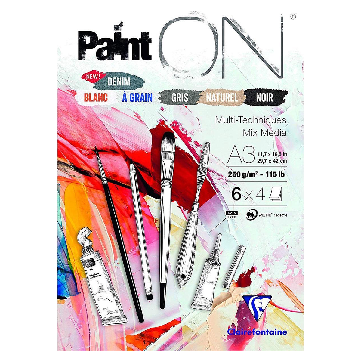 Clairefontaine Paint'ON Konstnärsblock Assorted A3