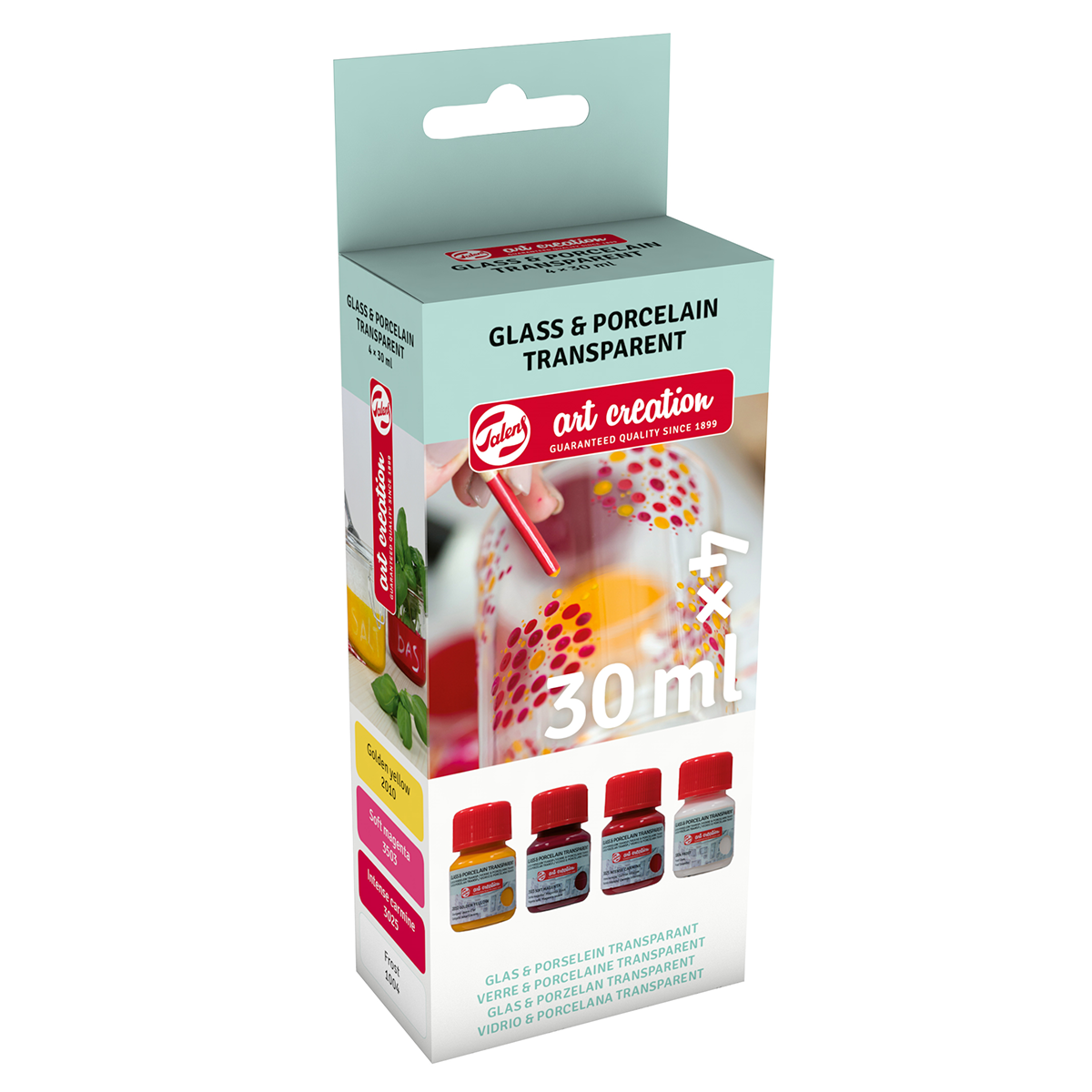 Art Creation Glas Porslinsfärg Transparent Set 4 x Frost
