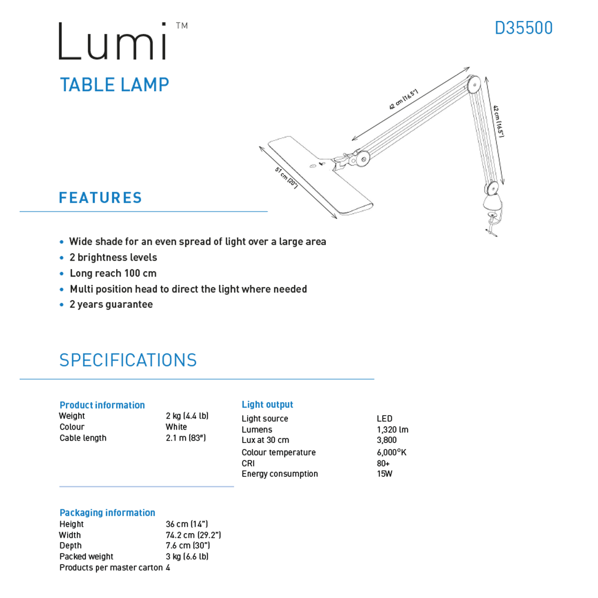 Lumi Task Lamp i gruppen Skapande & Hobby / Hobbytillbehör / Belysning hos Pen Store (127938)