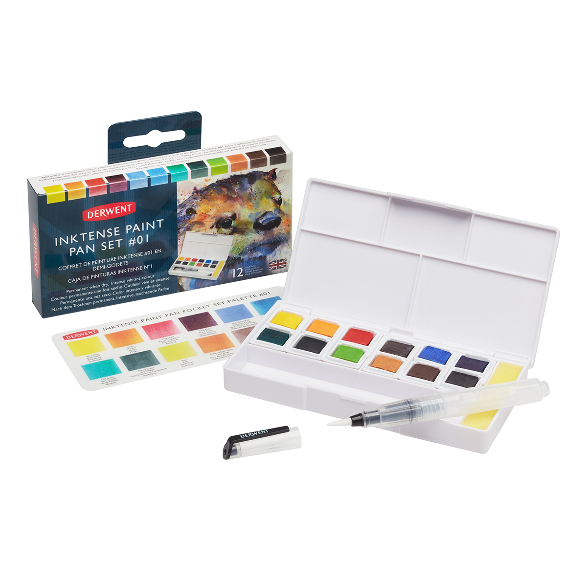 Derwent Inktense Paint Pan Set 12 halvkoppar
