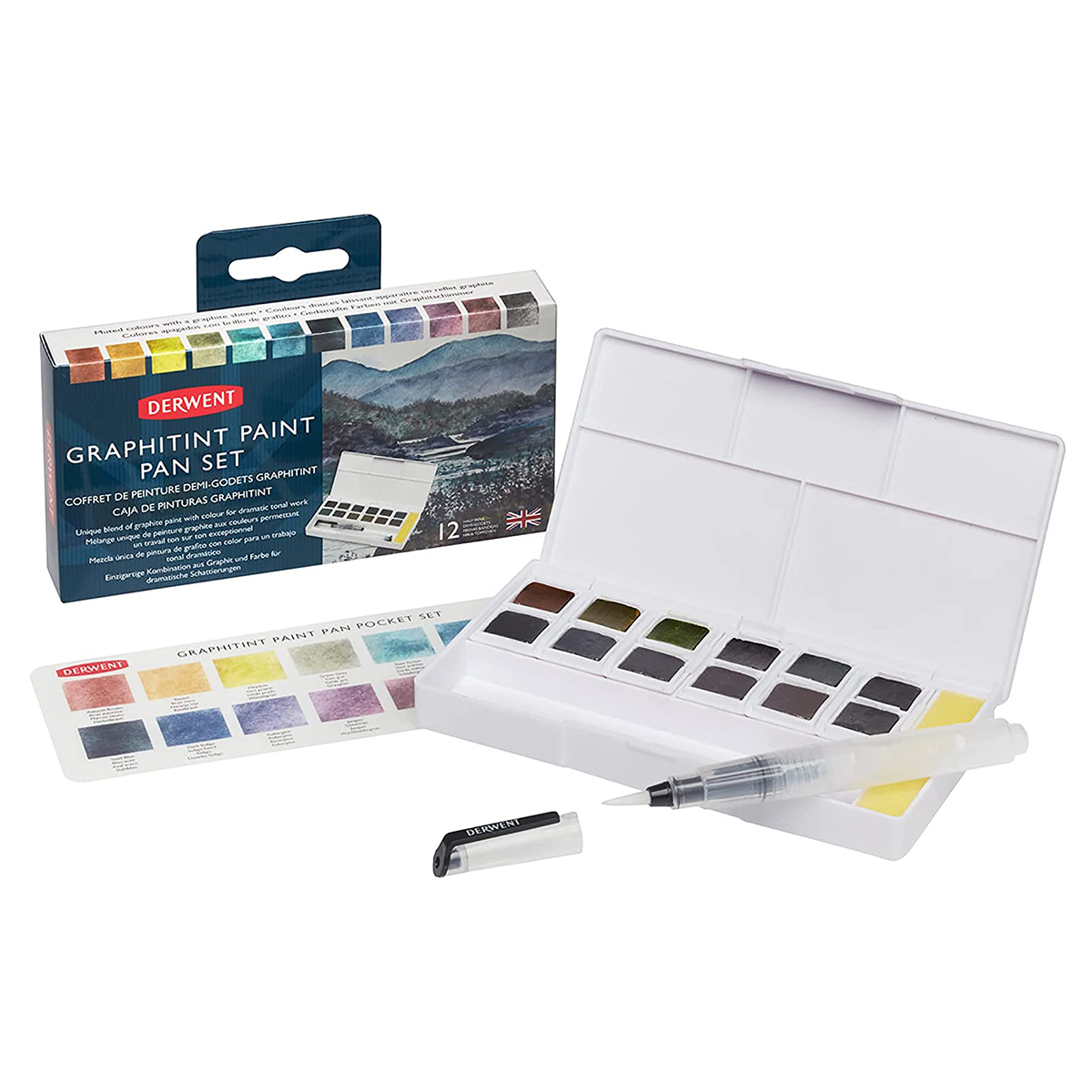 Derwent Graphitint Paint Pan Set 12 halvkoppar