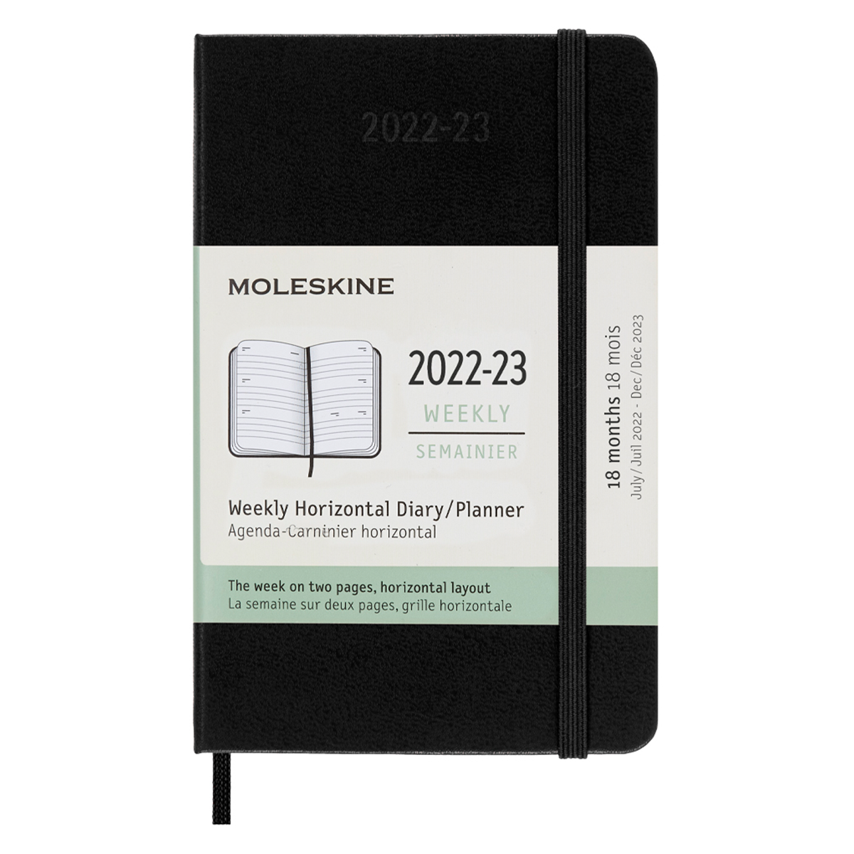 18M Weekly Horisontell Kalender Pocket Svart i gruppen Papper & Block / Kalendrar och almanackor / 18-månaderskalendrar hos Pen Store (128206)