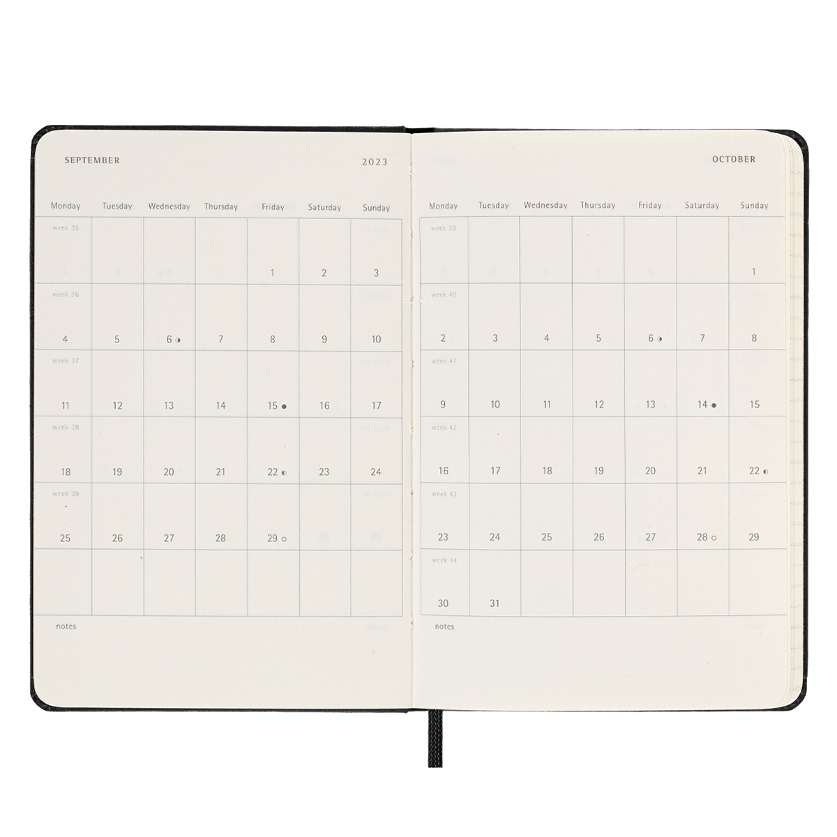 18M WeekNote Kalender Large Svart i gruppen Papper & Block / Kalendrar och almanackor / 18-månaderskalendrar hos Pen Store (128207)