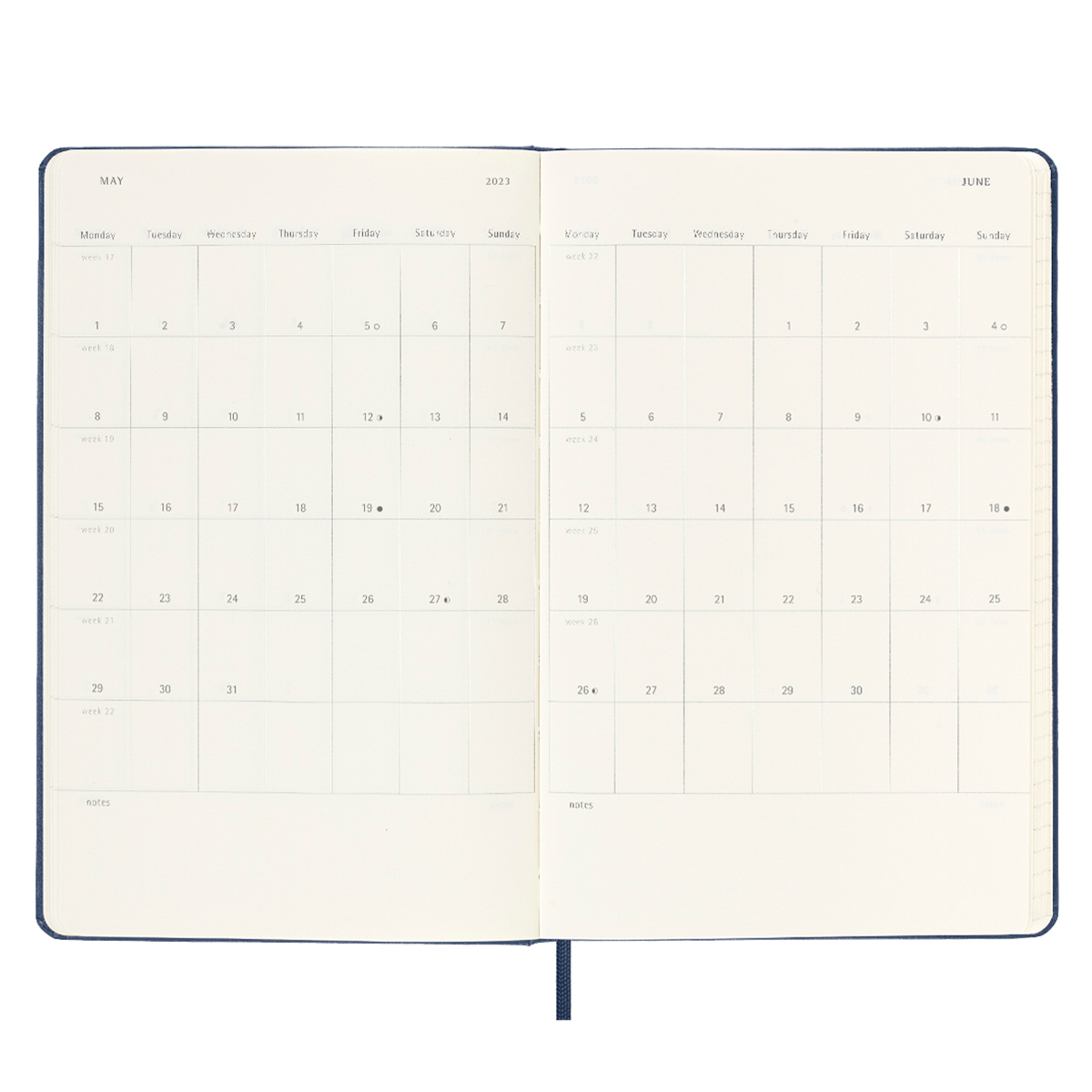 18M WeekNote Kalender Large Mörkblå i gruppen Papper & Block / Kalendrar och almanackor / 18-månaderskalendrar hos Pen Store (128210)