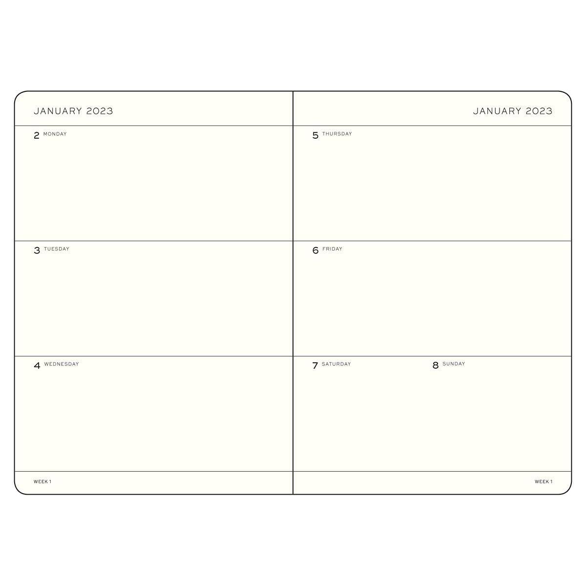 Kalender 2023 Weekly Planner Hardcover A5 Olive i gruppen Papper & Block / Kalendrar och almanackor / 12-månaderskalendrar hos Pen Store (128430)