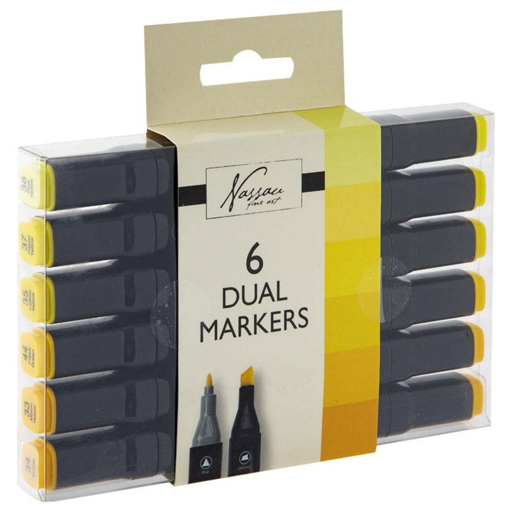 Dual-tip Marker 6-set Gula i gruppen Pennor / Konstnärspennor / Tuschpennor hos Pen Store (128522)