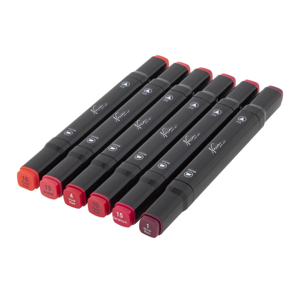 Dual-tip Marker 6-set Röda i gruppen Pennor / Konstnärspennor / Tuschpennor hos Pen Store (128524)