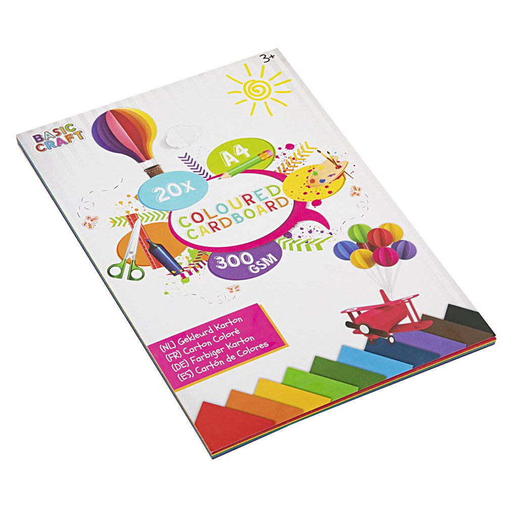 Färgad Kartong 300g A4 20-pack i gruppen Kids / Barnpyssel och kreativitet / Pysselpapper och ritblock hos Pen Store (128572)