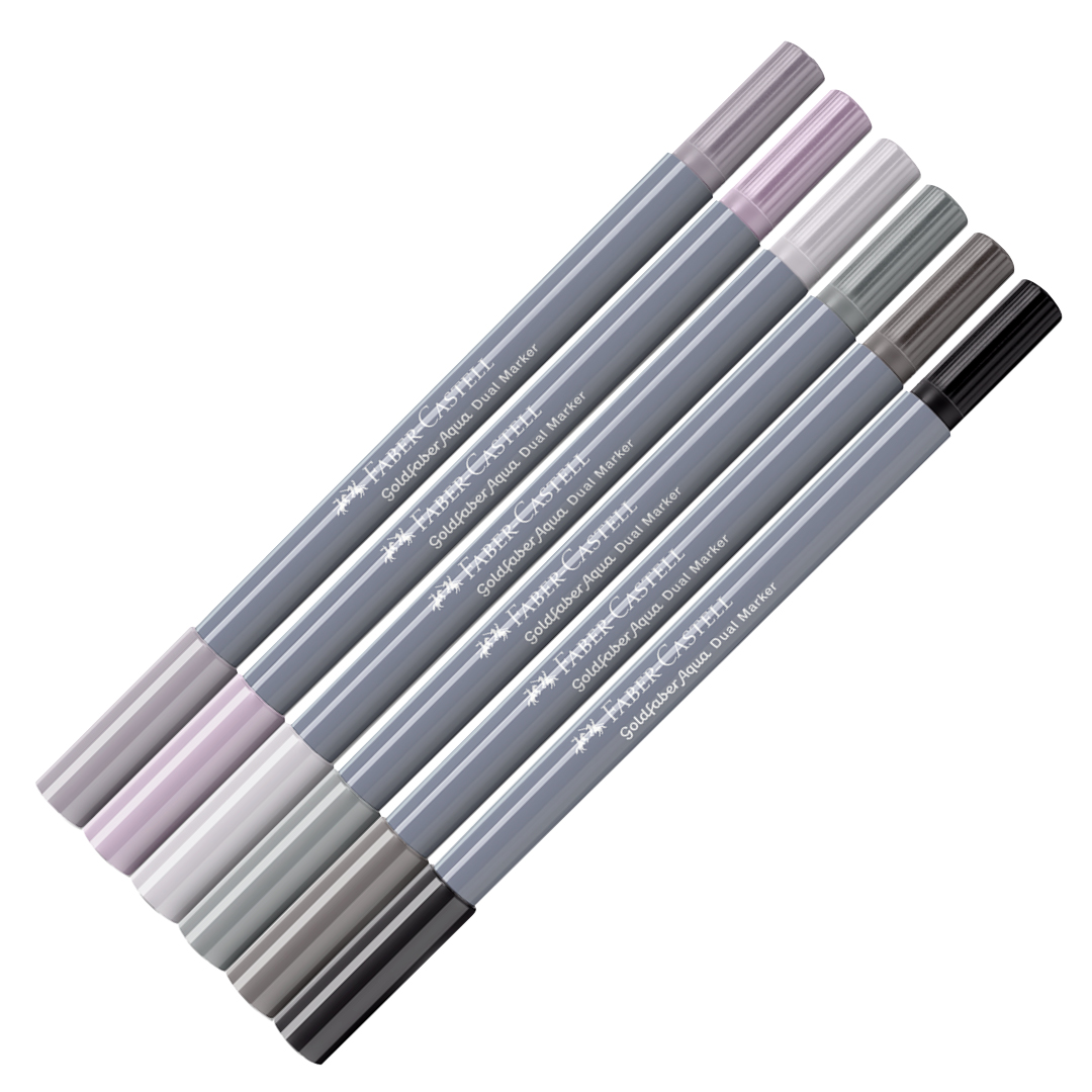 Goldfaber Aqua Dual Marker 6-set Shades of Grey