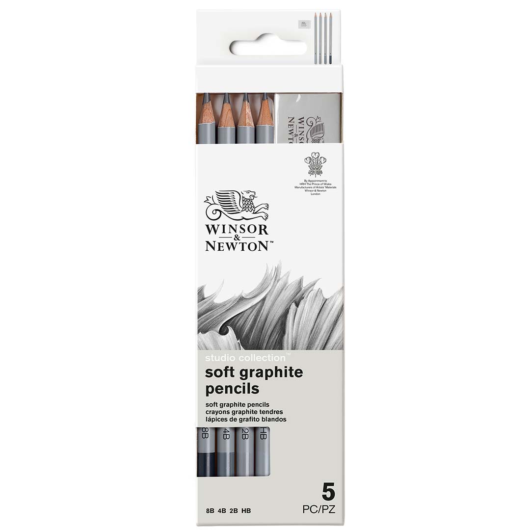 Studio Collection Blyertspennor Soft 4-set + Sudd i gruppen Konstnärsmaterial / Kritor och blyerts / Grafit och blyerts hos Pen Store (128757)