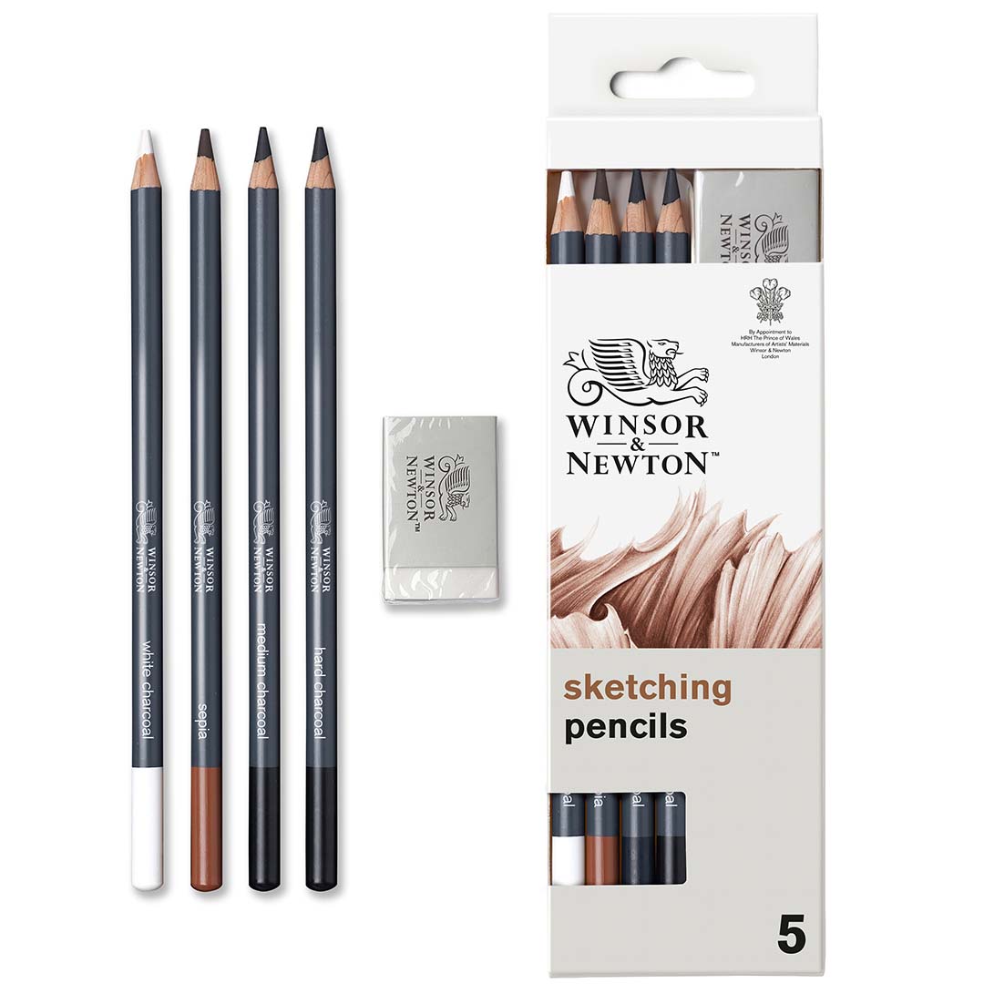Winsor &amp; Newton Studio Collection Kolpennor 4-set + Sudd