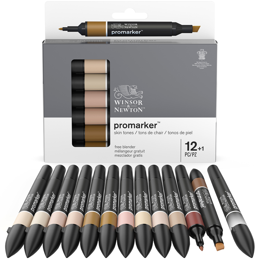 Promarker 12-set + Blender (Skin Tones) i gruppen Pennor / Konstnärspennor / Illustrationsmarkers hos Pen Store (128783)