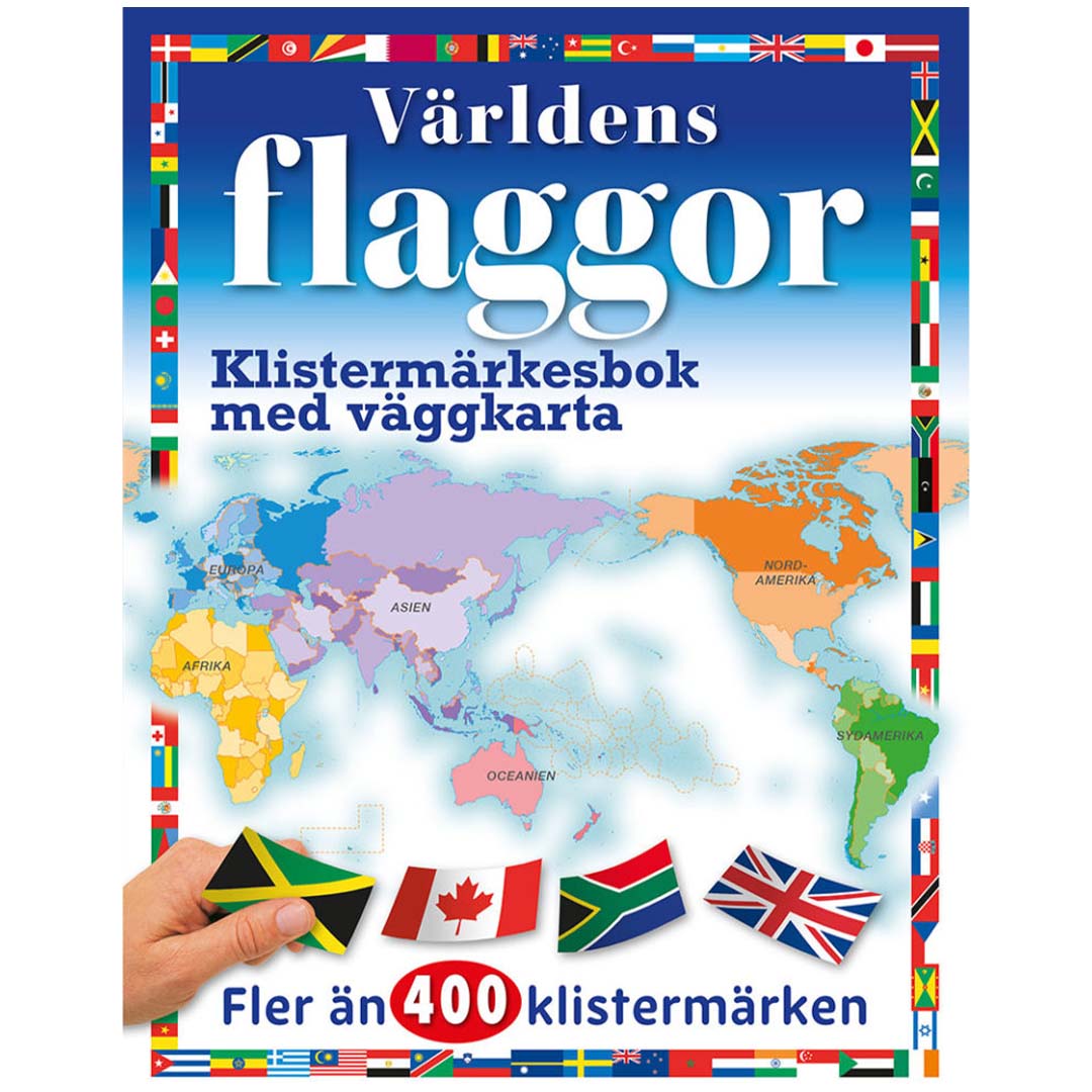 Books Världens Flaggor Klistermärkesbok med väggkarta