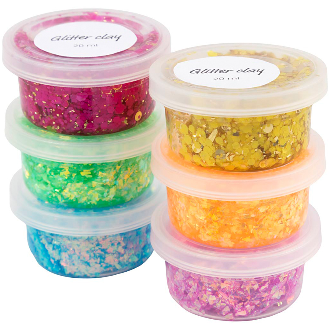 Creativ Company Glitterlera 6x20 ml Färgmix