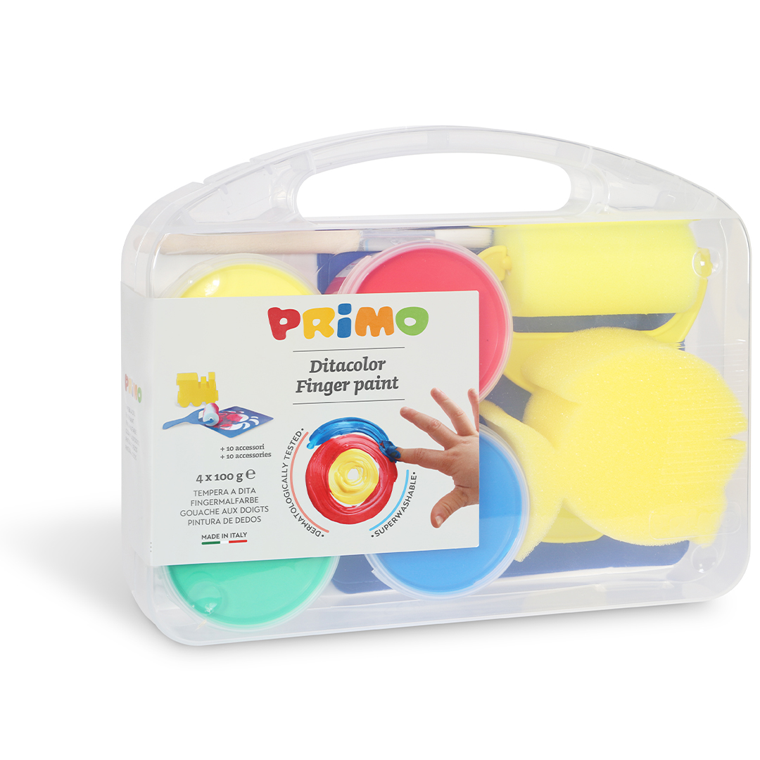 Primo Fingerfärg 4x100g tillbehör