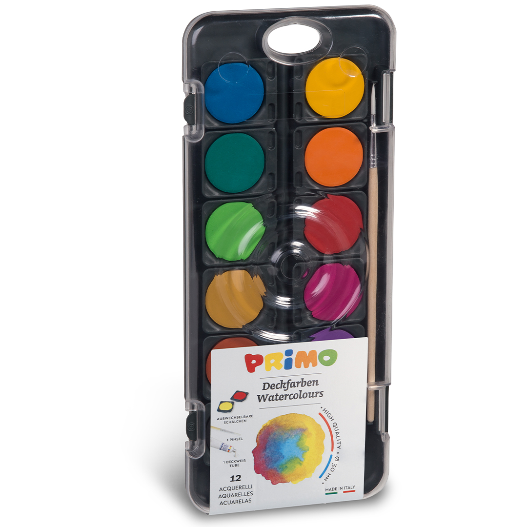 Primo Tempera Vattenfärger 12-set 30 tillbehör