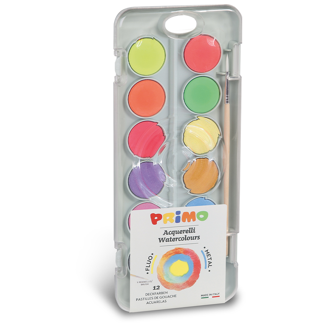 Primo Vattenfärger 12-set Fluo-Metallic 30 pensel