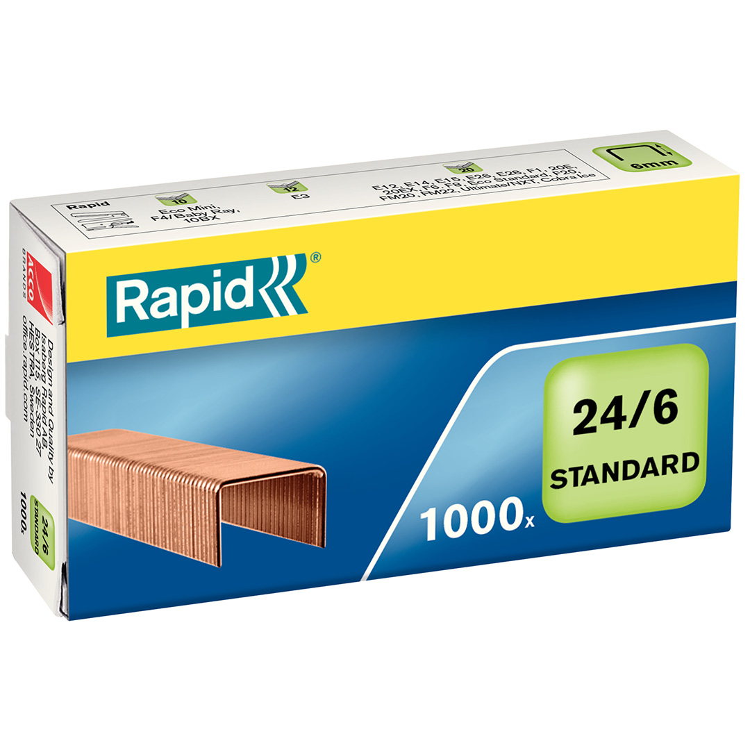 Rapid Häftklammer Standard 24/6 copper 1000 st