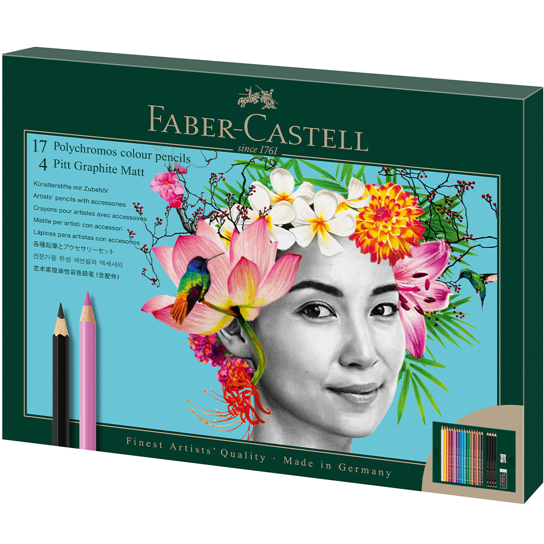 Läs mer om Faber-Castell Polychromos & Pitt Graphite Matt Set 17 färgpennor + 4 grafitpenno