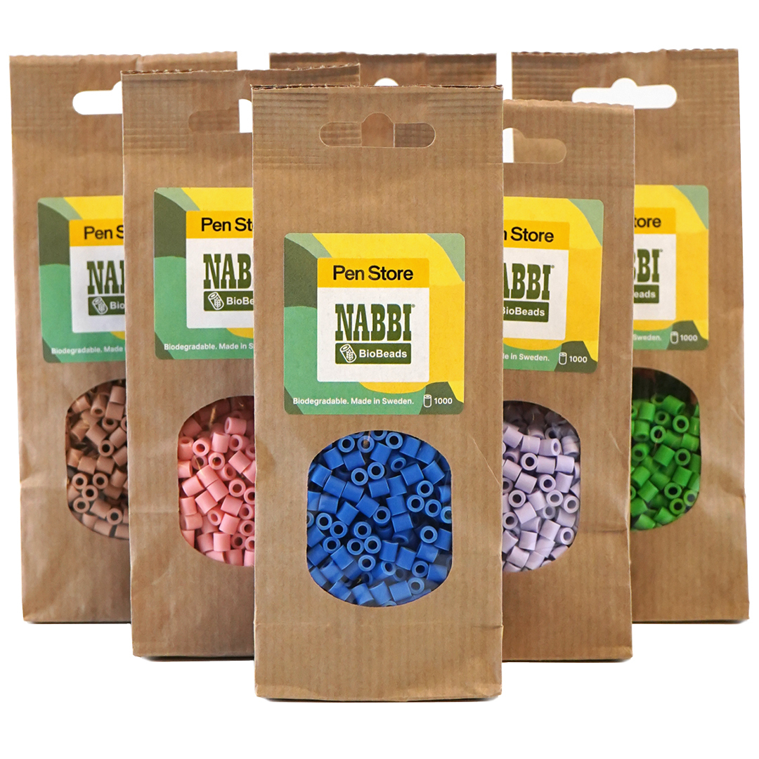 Läs mer om Pen Store x Nabbi BioBeads Rörpärlor Midi 1000-pack Crème