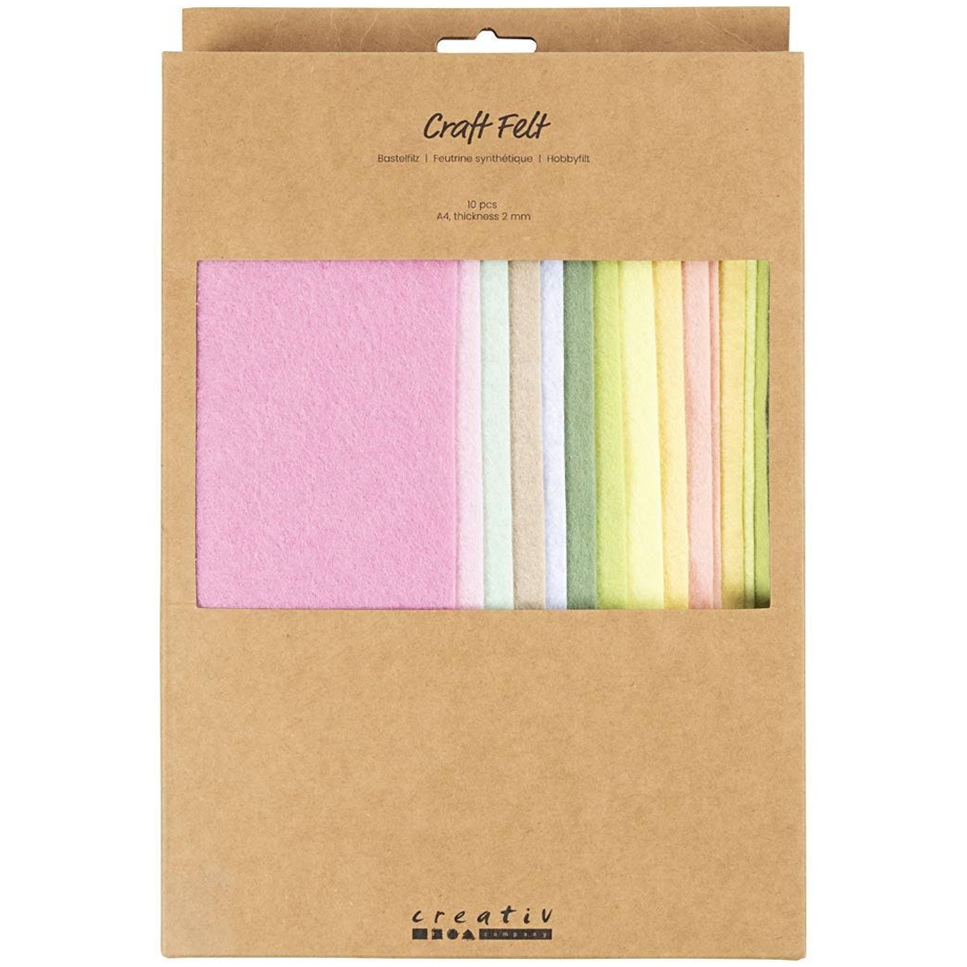Creativ Company Hobbyfilt A4 10-pack Pastellfärger