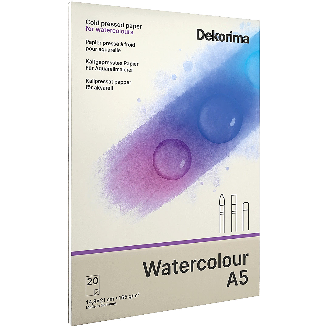 Dekorima Watercolour Pad 165g A5 | Papper & Block - Konstnärsblock - Akvarellblock | HobbyPyssel