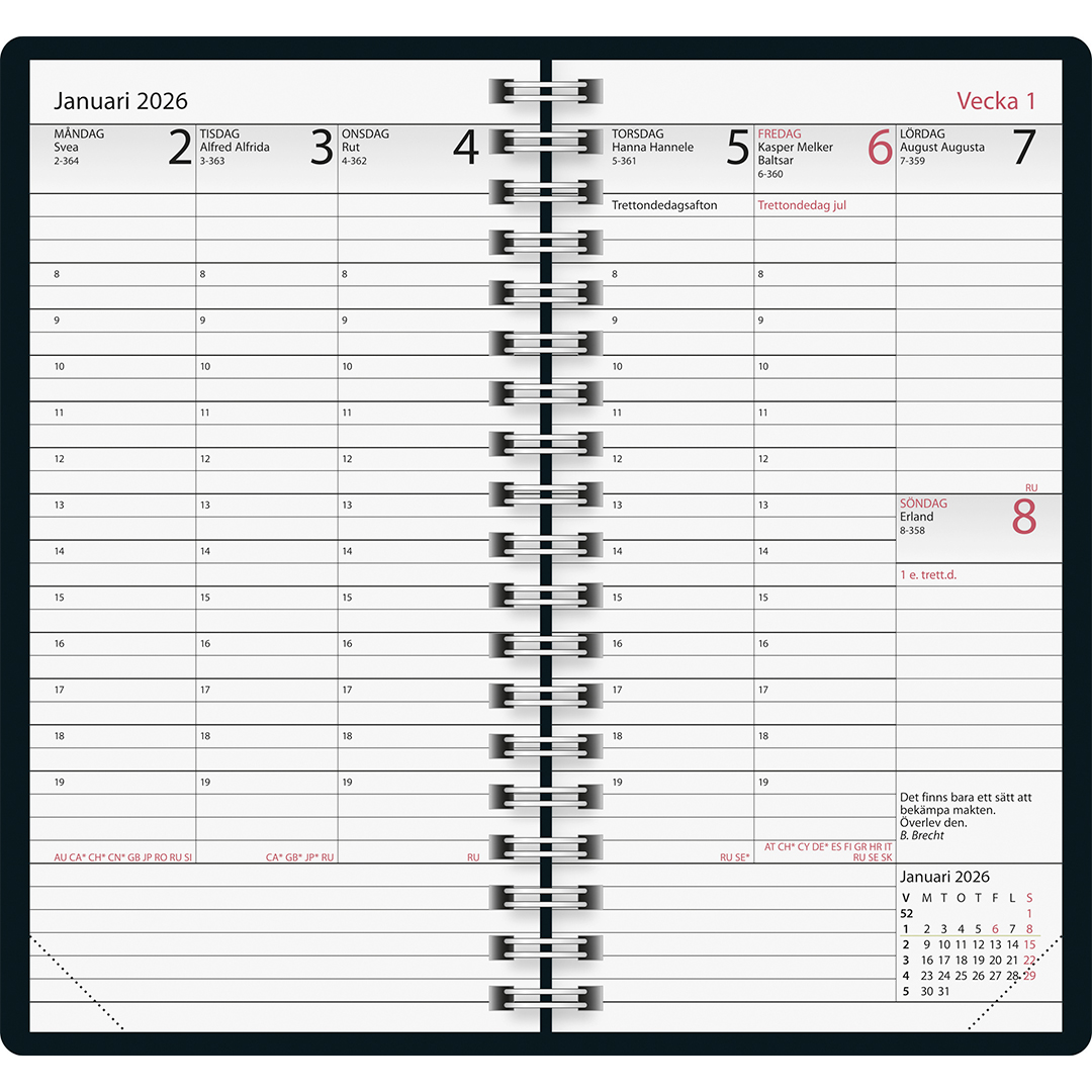 Kalender Manager Svart Konstläder