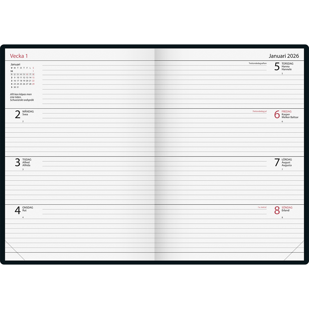 Kalender Dagbok Svart