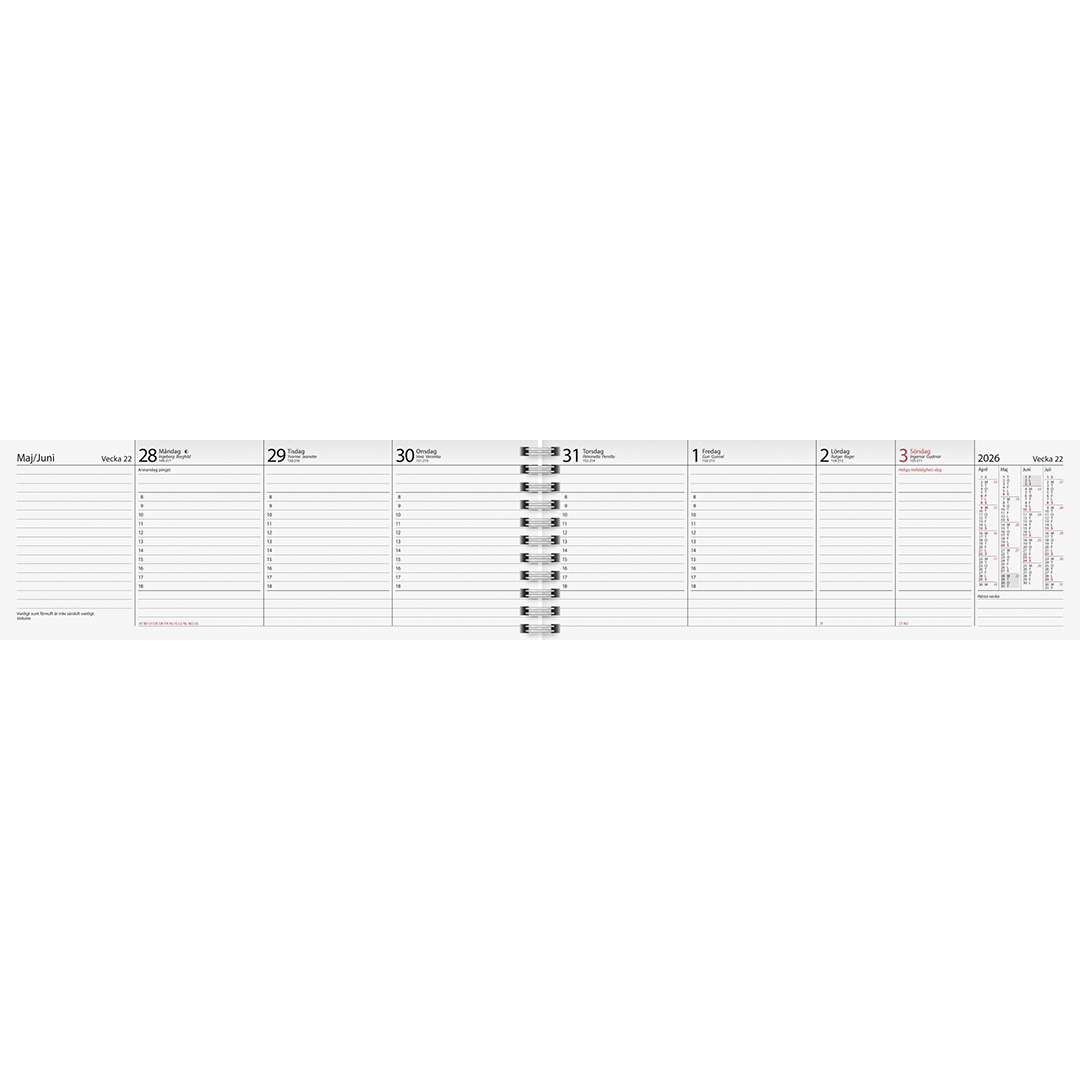 Kalender Planering Grön Kartong Wire-O